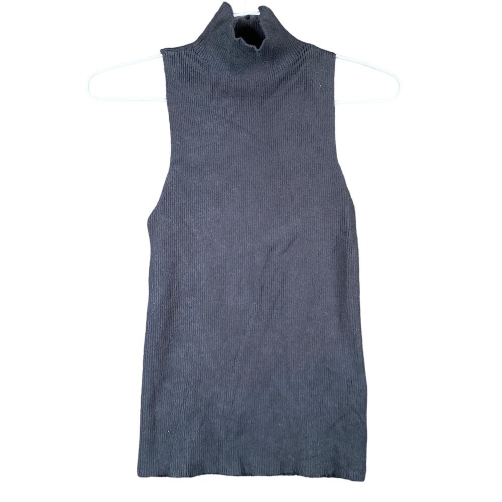 Anthropologie Maeve Womens Sweater Dress Black Mock Neck Sleeveless Stretch S
